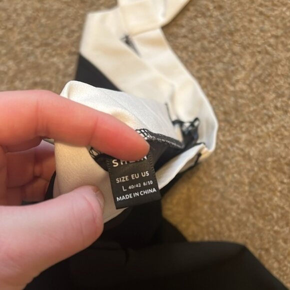 Shien Black and White Fit and Flare Halter Dress Large - Picture 6 of 8